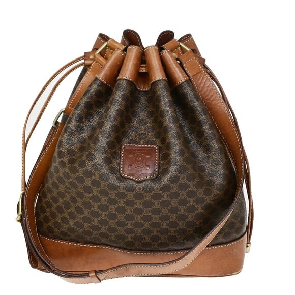 CELINE Logo Macadam Pattern Drawstring Shoulder Bag PVC Leather BN GHW 68YG461 - Picture 1 of 16